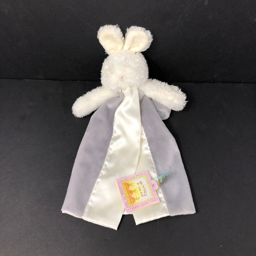 Bunnies by‎ the Bay Gray Lovey Cream Satin Rabbit Plush Security Blanket NWT
